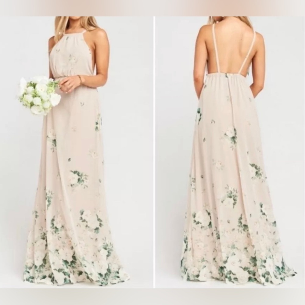 Show Me Your Mumu Small Halter Neck Cream Floral Bouquet Toss Amanda Maxi Dress